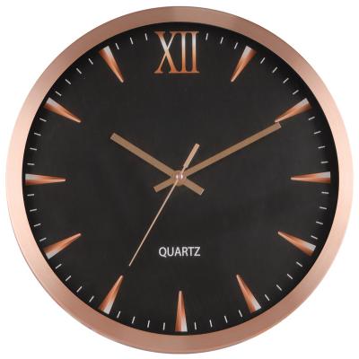 China Ruidi 30cm Clock Frame Aluminum Glass Wall Clock Luxurious Minimalist Round Metal Clock for sale