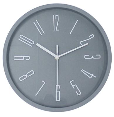 China Wholesale Minimalist Plastic Dark Home Factory 3d Clock Decorative Wall Clock 30Cm Gray Background White Number Clock for sale