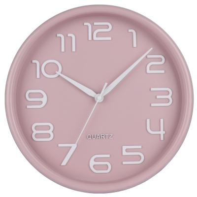 China Minimalist Interesting Pink Clock With Celar Solid Time Numbers Modern Wall Clocks With Numbers for sale