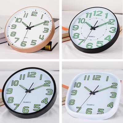 China 12 Inch Modern Luminous Wall Clock Around Night Light Square Clock For Home Decor Modern Clock for sale