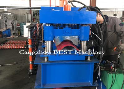 China Automatic Roof Ridge Cap Roll Forming Machine , Roll Forming Equipment PLC Control for sale