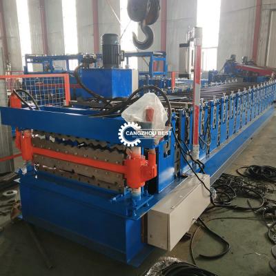 China Fully Automatic Building 6kw Double Layer Roll Forming Machine 12m/Min for sale