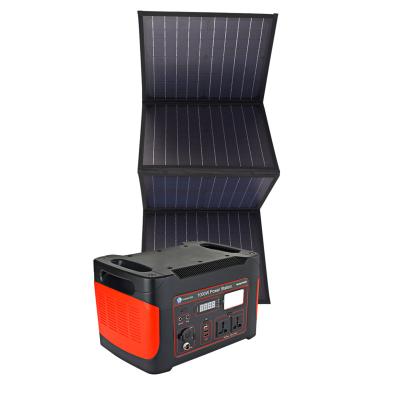 China 1kw 1000w solar portable power station silent solar charging possbile solar generator 110v 220v dc ac output camping with solar panel for home for sale