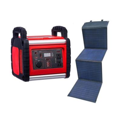 China Small Power 400w Jump Starter Generator Jump Starter Portable Home Solar Power Bank Outdoor Lead Acid Battery With Solar Panel for sale