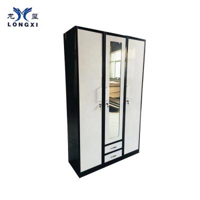 China (Others)Adjustable 3 Door Dressing Room Bedroom Furniture With Mirror Metal Wardrobe almirah steel designs for sale