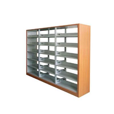 China Steel Book Shelves (Others) Adjustable Wood Shelf With Glass Door, Metal Book Shelves for sale