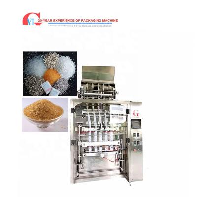 중국 3/4/back side seal packaging multi lanes desiccant granule packaging machine high efficiency 5 lanes automatic plastic bag 70bag/min 30-70bags/min 판매용