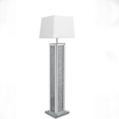 China 2022 Contemporary Square Silver Crystal Floating Angular Shade Mirrored Floor Lamp for sale