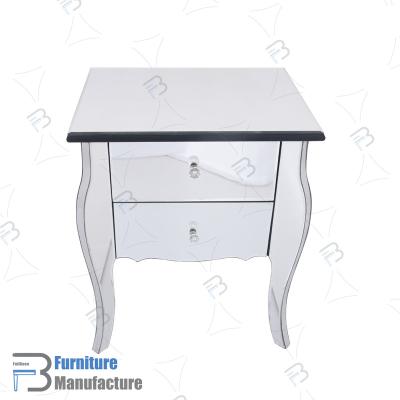 China Mirrored Mirrored Bedroom Furniture Full Drawer Nightstand Single Bedside Table for sale