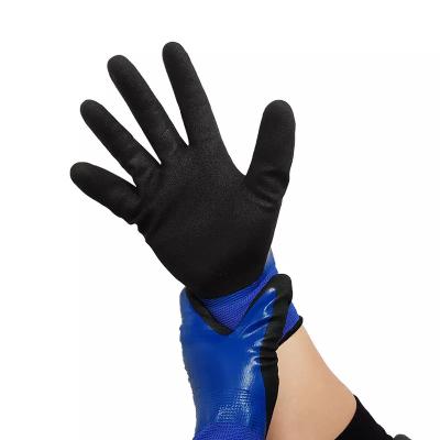 China Anti-slip Competitive Price Wholesale Water Oil Proof Work Durable Nitrile Smooth Anti-Slip Safety Glove for sale