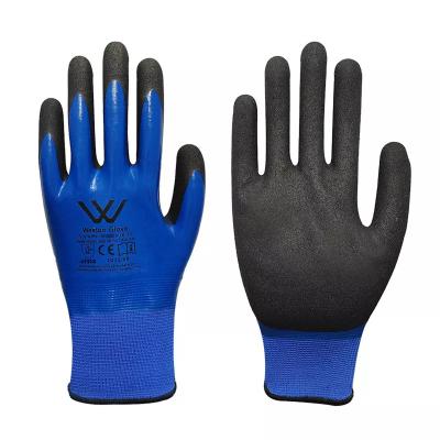 China Anti-slip New Fashion Safe Quality Anti-Slip Waterproof Hand Protection Work Sandy Nitrile Gloves for sale