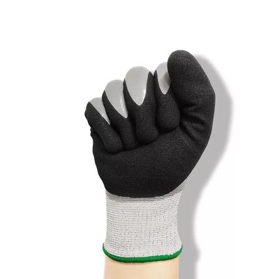 China Anti-slip Excellent Grip Waterproof Cheap Industrial Hppe Mechanic Construction Cut Resistant Gloves Level 5 for sale