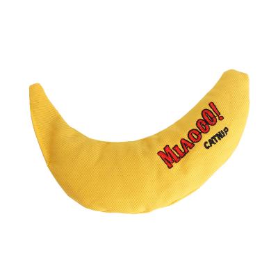 China Viable Professional Pet Products Cat Train-Pro Bite Toys Banana Rainbow Shape Contains Catnip Suction Cat Favorite Cat for sale