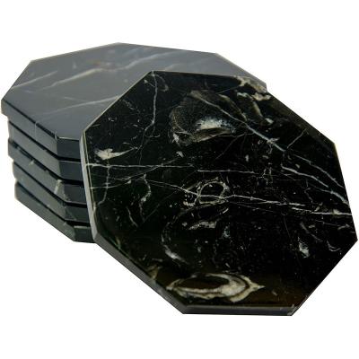 China Factory Direct Stocked Natural Black Marble Coaster Suitable for High End Clubs, Bars, Hotels, Restaurants - 10 Octoganal for sale