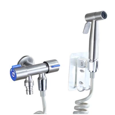 China Modern 304 Stainless Steel Angle Valve New Three Way Portable Toilet Bidet Handheld Sprayer Set One In Two for sale