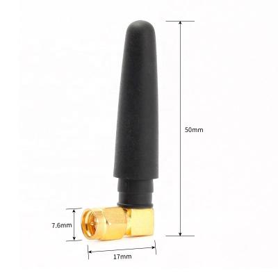 China SMA 2.4G GSM GPS Omni Wifi Brass Male Right Angle Antenna SMA Rod Rubber Antenna BW2.4JWX50-10WJ for sale