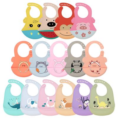 China Baby Viable Bibs Waterproof Silicone Baby Feeding Wrap Newborn Cartoon Bib Adjustable Baby Saliva Bibs for sale