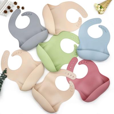 China Food Grade Baby Silicone Antibacterial Portable Bibs Drool Saliva Soft Comfortable Towel Adjustable Baby Bibs Set for sale