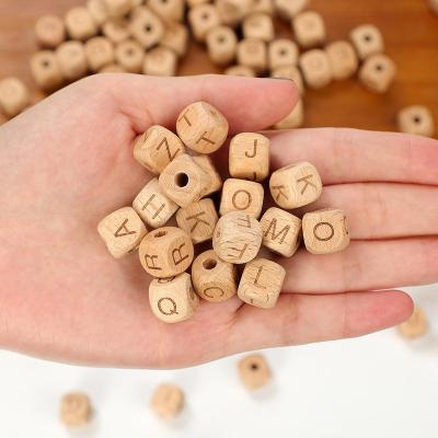 China Soft Toy Factory Baby Teether Beads Wooden Letter Beads Bpa Free Children Educational Wooden Toys for sale