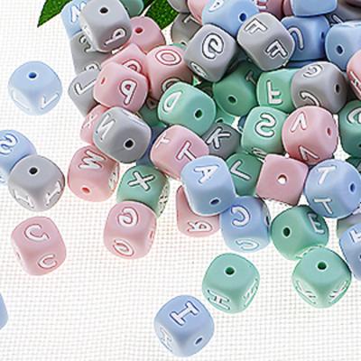 China Soft Toy Hot Mixed Color Bpa Free Material Alphabet Teething Baby Food Grade Pearl Letter Silicone Teether for sale