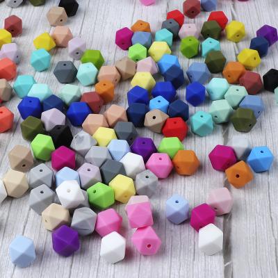 China Nursing Free Baby Teething Soft Loose Toy 17mm Bead Hexagon Food Grade Bpa Silicone Pacifier Toys Teethers for sale