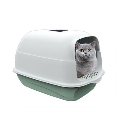 China Plastic Cat Litter Box Easy Clean Stored No Smell Kitty Toilet Indoor Cat Litter Box With Litter Spoon for sale