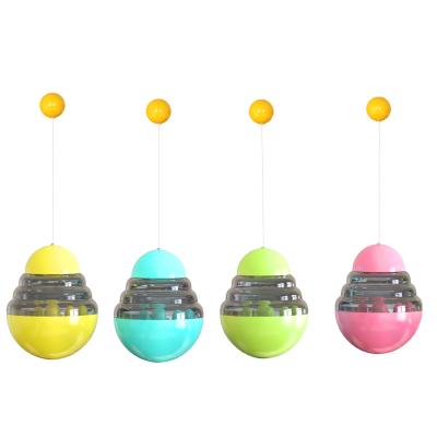 China Multi Viable Interactive Colors 2-in-1 Cat Food Dispensing Toys Ball Tumbler For Cats Playing Cat Stick Toy Ball for sale