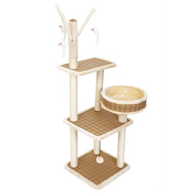 China Cat Toys Multi-Level Stable Wooden Activity Frame Climbing Tree Set with Sisal Covered Scratching Posts for sale