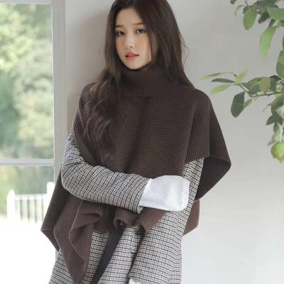 China Warm autumn and winter sweater cape shawl knitted net infrared abaya scarf new thick irregular collar women's cape top for sale