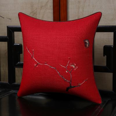 China Sustainable Custom Solid Embroidered Plum Blossom Pillowcase Decorative Sofa Pillow for sale