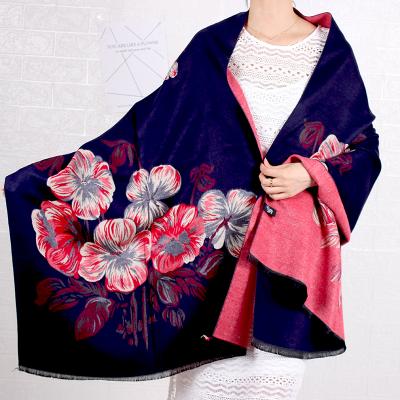 China Fashion scarf 2021 autumn/winter new women's cashmere scarf shawl lengthened thick warm scarf double-sided jacquard two-color for sale