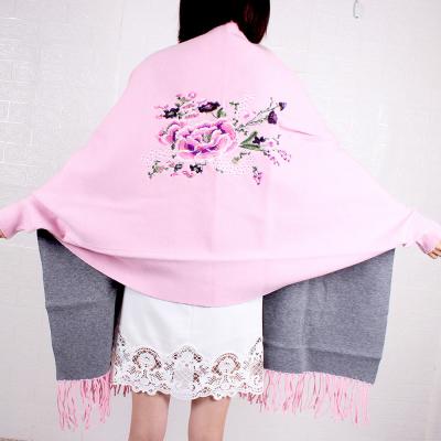 China 2021 new casual fashion fashion leisure embroidered cheap double-sided cashmere scarf for sale