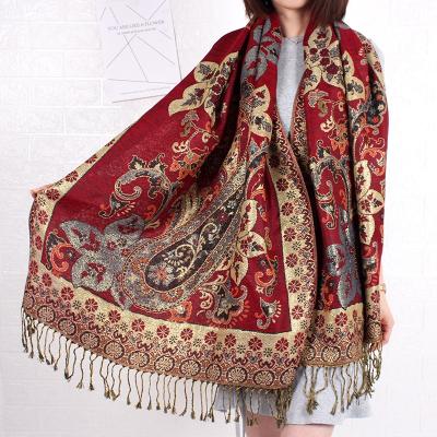 China The latest national style Muslim women used in fall and winter scarves and shawls are the metal Pashmina scarves for sale