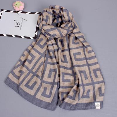 China Spring And Autumn Long Cotton Widened Printing Silk Custom Women Scarf for sale