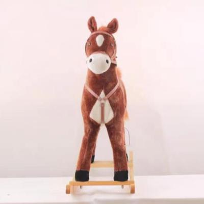 China Plush Stuffed Rocking Horse with Realistic Horse Sound and Wheels for sale