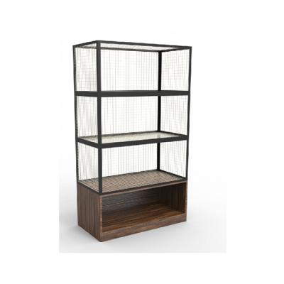 China Modern Customized 2019 Hot Rustic Storage Box With Wire Mesh Wall Unit Corner Display Furniture For Home Living Room for sale