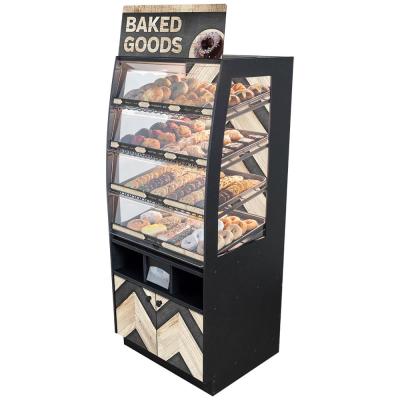 China Modern Minimal Single-Temperature Floor-Standing Bakery Candy Showcase Bread Display Case with Premium LED Back Panel for sale