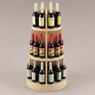 China Customized Round Wooden Wine Display Racks Elegant Wooden Double Sided Wine Rack Wine Storage for sale