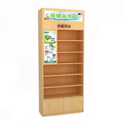 China Solid wood wooden rack MDF laminated display products for retail store or store supermarket chian rack for sale