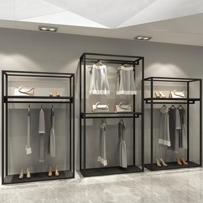 China Luxury Metal Clothing Store Hanger Display Rack Shelf For Men And Women for sale