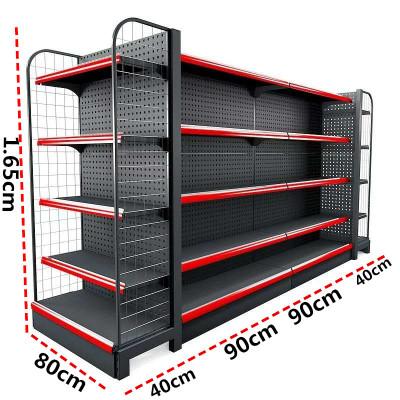 China Custom Double Sided Multifunctional Steel Storage Display Racks Retail Supermarket for sale