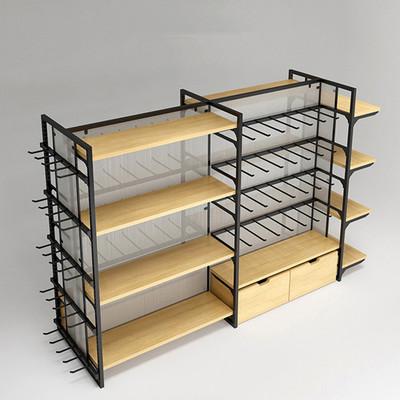 China Double sided woden acrylic cosmetics shoe and stationery supermarket display rack for sale