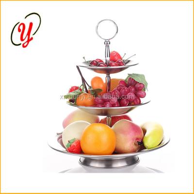 China Useful Fruit Pretty Round 3 Tier Cake Racks Racks Countertops Display For Bakery Shops Bread Storage for sale