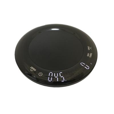 China WITH LID Patent LED Exclusive Touch Screen 3KG 0.1G Round Drip Scale Digital Coffee Scale With Timer for sale