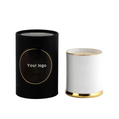 China Home Decoration High Quality 10oz Black Hotel Frosted Glass Matte Luxury Empty Candle Jars With Lid And Boxes for sale