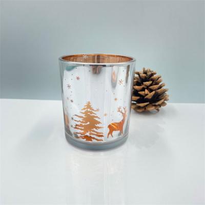 China Home Decoration Fancy Diy Offset Printing Set Lid 100Ml Iridescent Rose Gold Empty With Box Candle Jar for sale