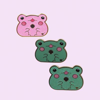 China 3D factory wholesale selling cute butterfly button pin small frog badge soft enamel lapel pin for sale