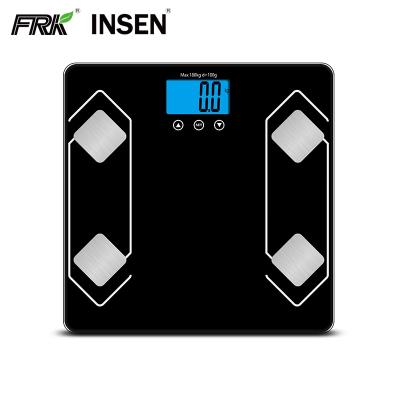 China 6mm Glass Plastic Batteries Measuring Platform+ABS AAA Electronic Body Mass Body Fat Height Percentage Digital Scale Analyzer for sale