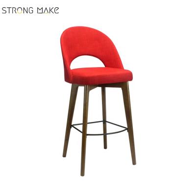 China Wholesale Modern Waterproof Ash Wood Fabric Bar Furniture High Bar Chair For Restaurant for sale