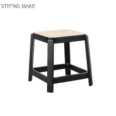 China Waterproof modern wooden bar furniture rattan frame solid wood bar stool chair for living room for sale